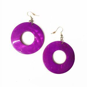 Fuchsia Shell Hoop Earrings - Very Light NWOT